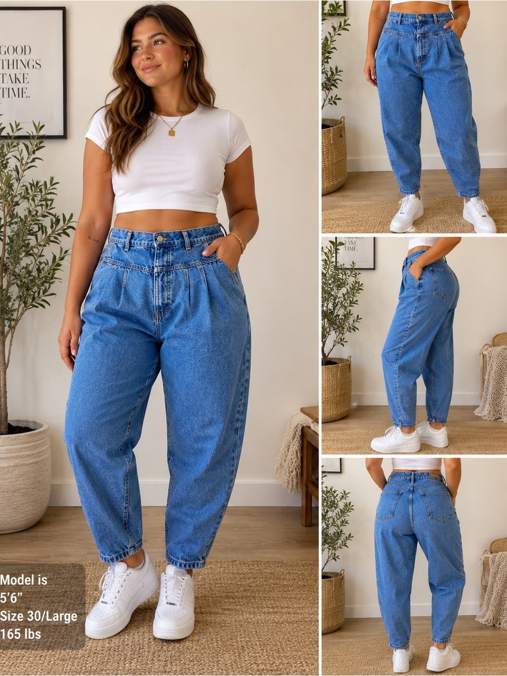 Vintage Y2K Mom Jeans Acid Wash Balloon Tapered High Rise Denim USA 30x27 F40